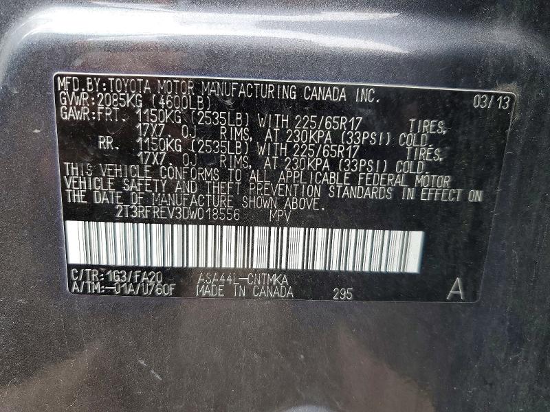 2013 Toyota Rav4 მანქანა იყიდება აუქციონზე, vin: 2T3RFREV3DW018556, აუქციონის ნომერი: 51803626