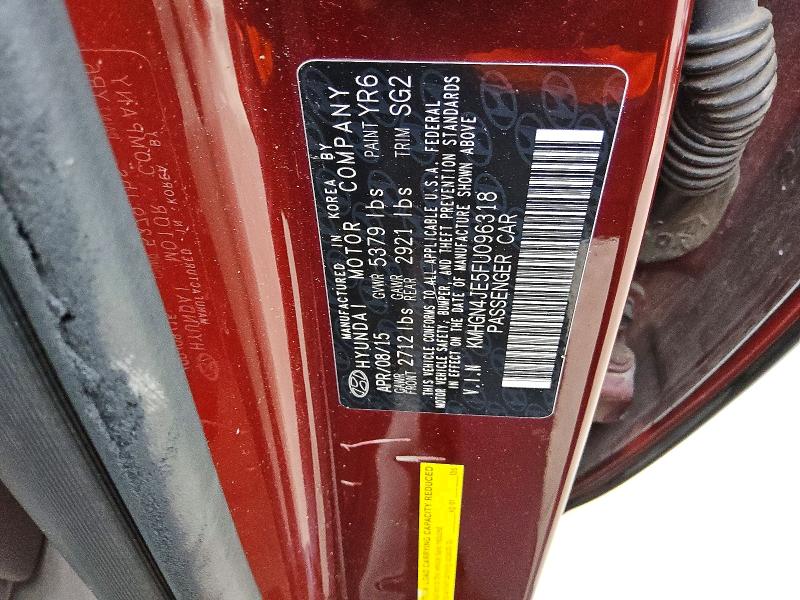 Продаж на аукціоні авто 2015 Hyundai Genesis, vin: KMHGN4JE5FU096318, номер лоту: 51439696