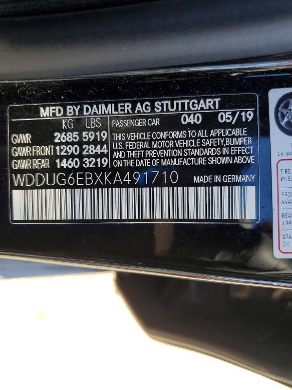 Aukcja sprzedaży 2019 Mercedes-benz S, vin: WDDUG6EBXKA491710, numer aukcji: 50288886