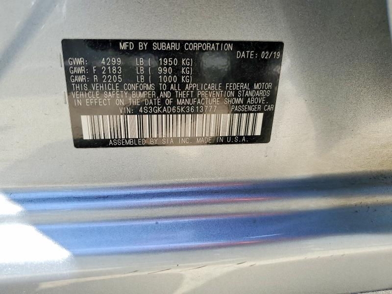 Aukcja sprzedaży 2019 Subaru Impreza, vin: 4S3GKAD65K3613777, numer aukcji: 49227916