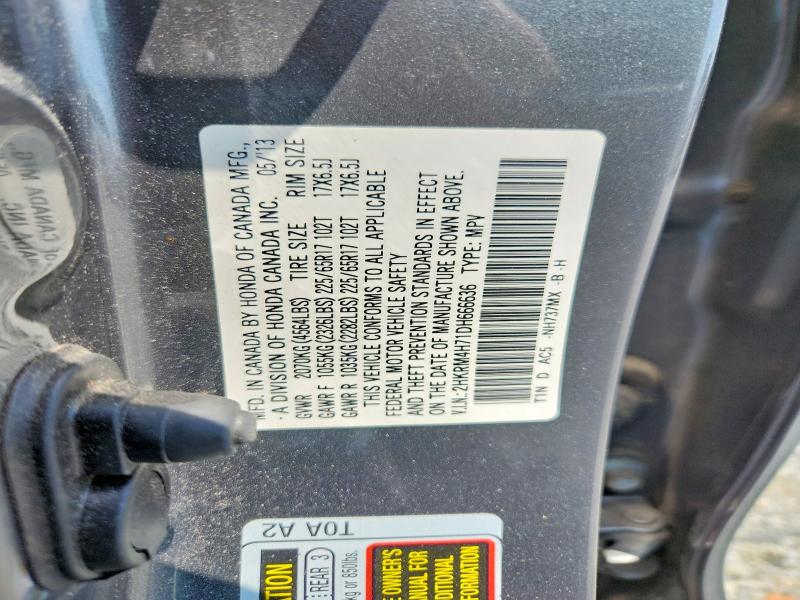 50946016 :رقم المزاد ، 2HKRM4H71DH666636 vin ، 2013 Honda Cr-v مزاد بيع