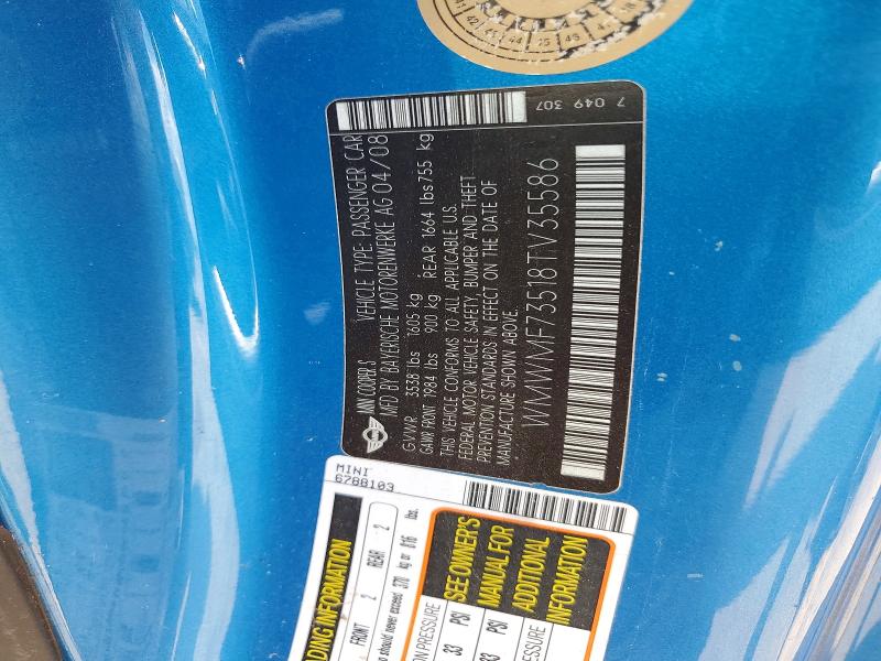Продаж на аукціоні авто 2008 Mini Cooper, vin: WMWMF73518TV35586, номер лоту: 49941786