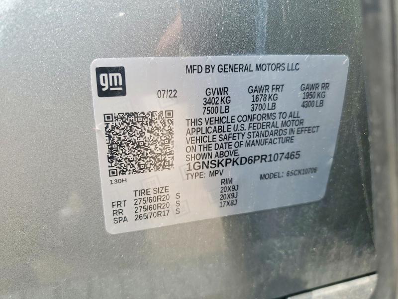 49671666 :رقم المزاد ، 1GNSKPKD6PR107465 vin ، 2023 Chevrolet Tahoe مزاد بيع
