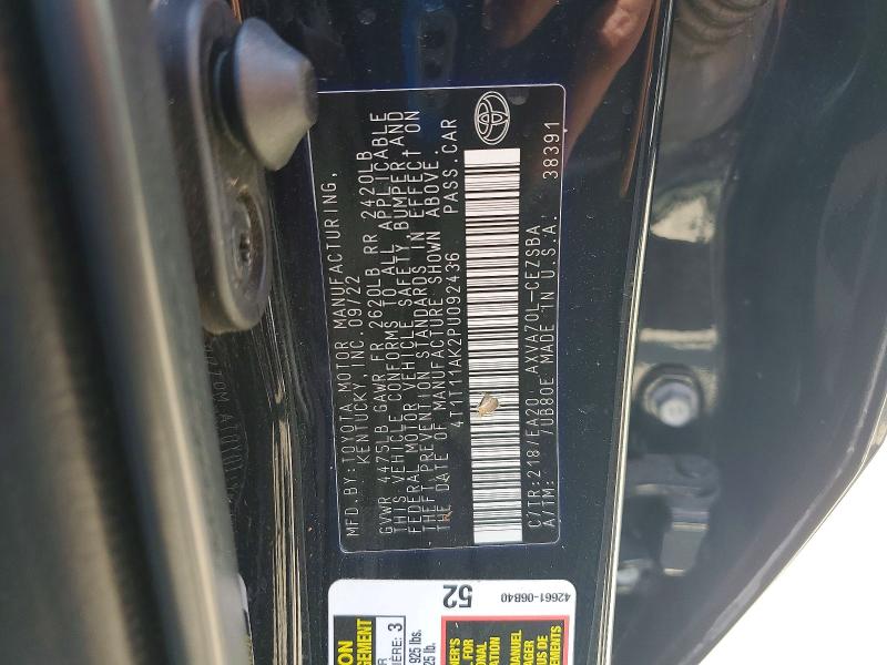 2023 Toyota Camry მანქანა იყიდება აუქციონზე, vin: 4T1T11AK2PU092436, აუქციონის ნომერი: 50548736