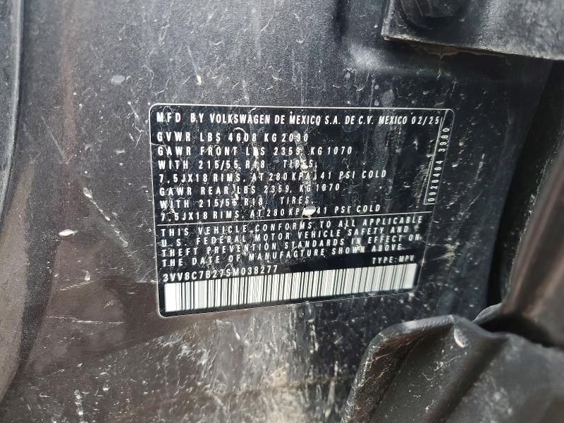 Продаж на аукціоні авто 2025 Volkswagen Taos, vin: 3VV8C7B27SM038277, номер лоту: 50316856