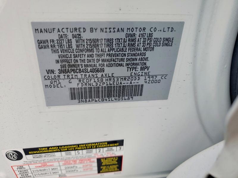 Aukcja sprzedaży 2025 Nissan Kicks, vin: 3N8AP6CB4SL405689, numer aukcji: 51791666