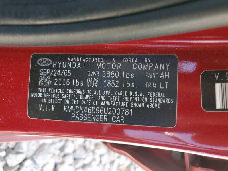 Продаж на аукціоні авто 2006 Hyundai Elantra, vin: KMHDN46D96U200781, номер лоту: 51800886