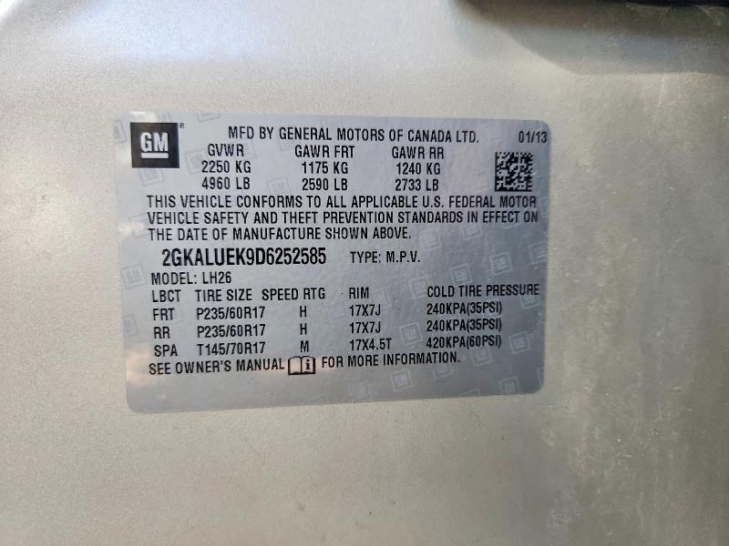 2013 Gmc Terrain მანქანა იყიდება აუქციონზე, vin: 2GKALUEK9D6252585, აუქციონის ნომერი: 51398806