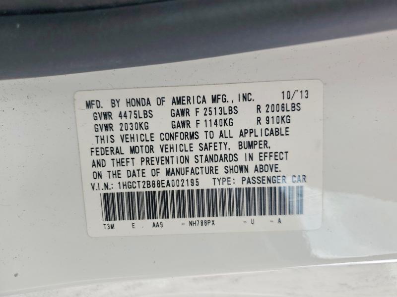 51492316 :رقم المزاد ، 1HGCT2B88EA002195 vin ، 2014 Honda Accord مزاد بيع