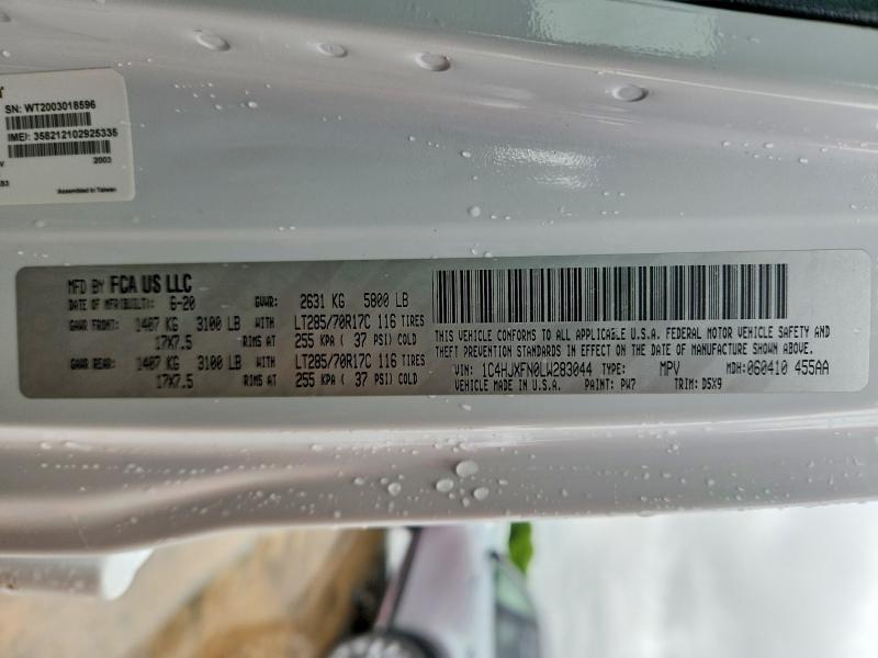 50682196 :رقم المزاد ، 1C4HJXFN0LW283044 vin ، 2020 Jeep Wrangler Unlimited مزاد بيع