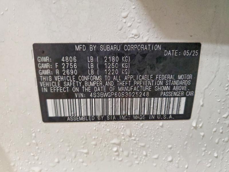 Продажа на аукционе авто 2025 Subaru Legacy, vin: 4S3BWGP60S3025248, номер лота: 51369646