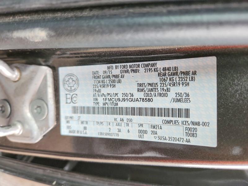 Продажа на аукционе авто 2016 Ford Escape, vin: 1FMCU9J91GUA78580, номер лота: 49617136