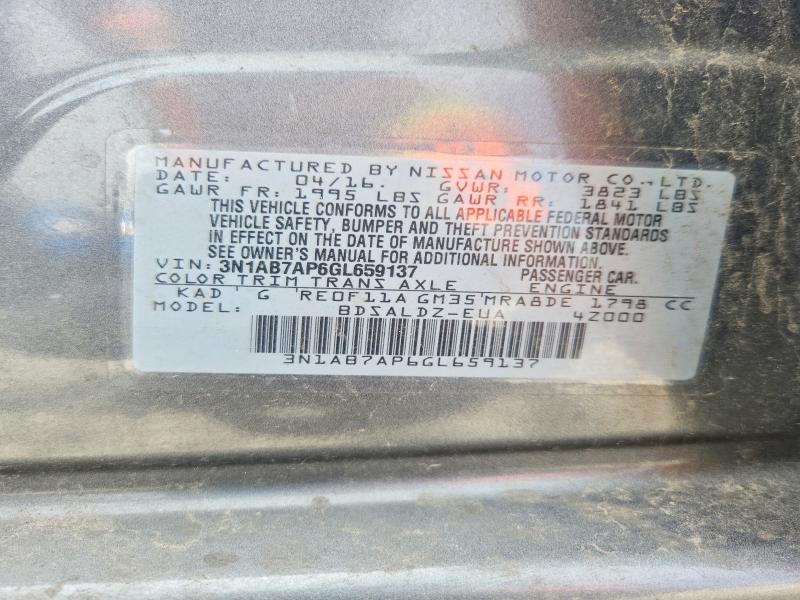 Продажа на аукционе авто 2016 Nissan Sentra, vin: 3N1AB7AP6GL659137, номер лота: 50472416