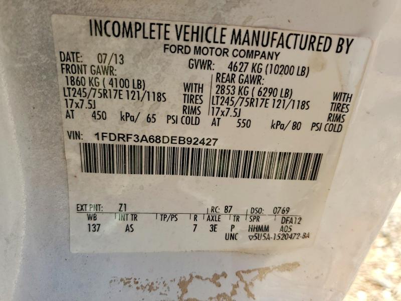55084996 :رقم المزاد ، 1FDRF3A68DEB92427 vin ، 2013 Ford F350 مزاد بيع