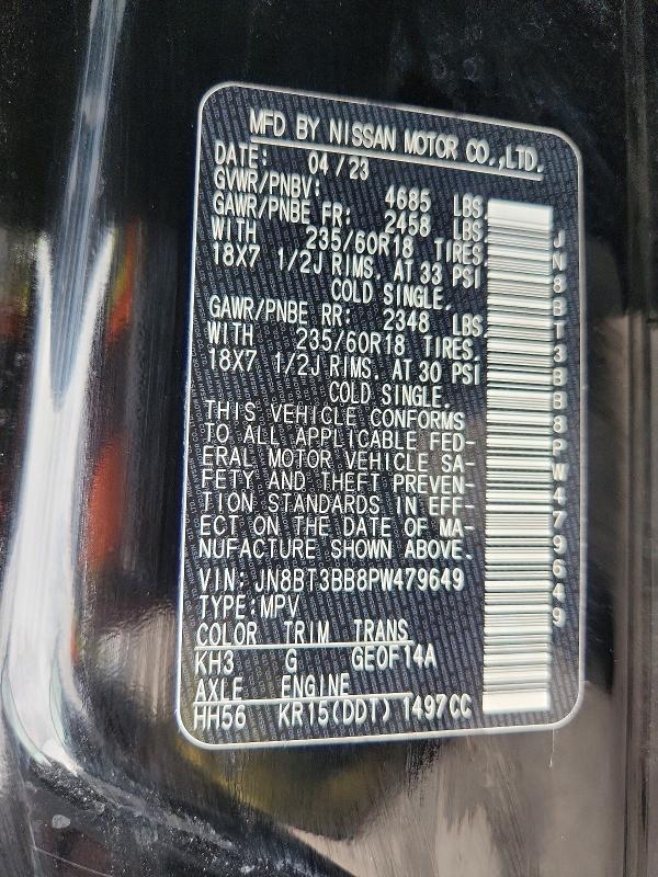 2023 Nissan Rogue მანქანა იყიდება აუქციონზე, vin: JN8BT3BB8PW479649, აუქციონის ნომერი: 41629196