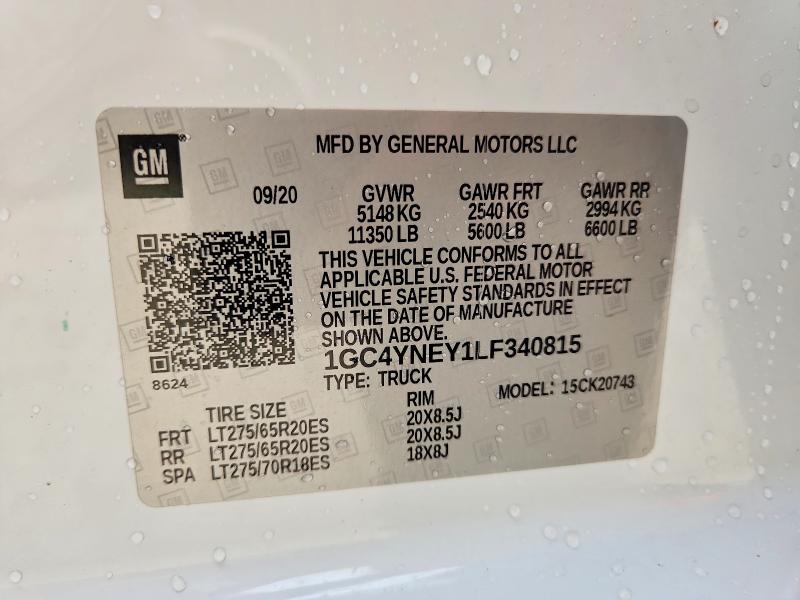 51765826 :رقم المزاد ، 1GC4YNEY1LF340815 vin ، 2020 Chevrolet Silverado مزاد بيع