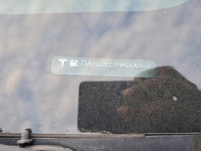 2022 Tesla Model Y მანქანა იყიდება აუქციონზე, vin: 7SAYGDEE9NA006303, აუქციონის ნომერი: 49089476