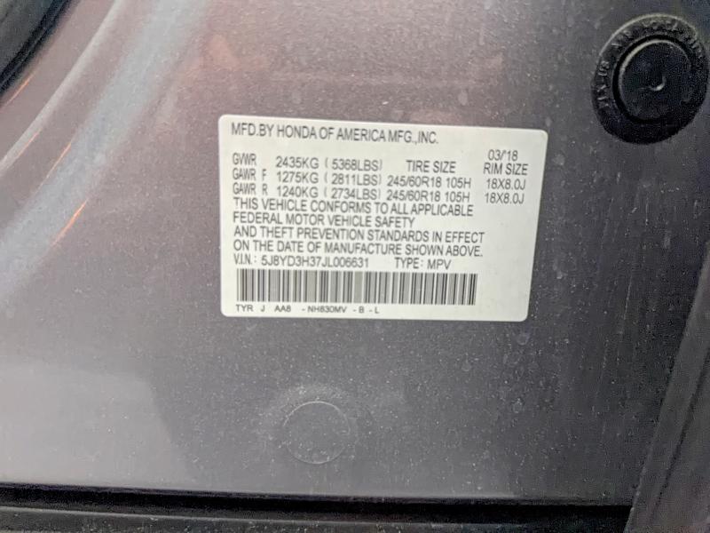Продаж на аукціоні авто 2018 Acura Mdx, vin: 5J8YD3H37JL006631, номер лоту: 50457436
