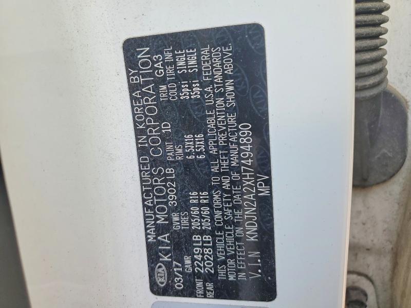 49028486 :رقم المزاد ، KNDJN2A2XH7494890 vin ، 2017 Kia Soul مزاد بيع