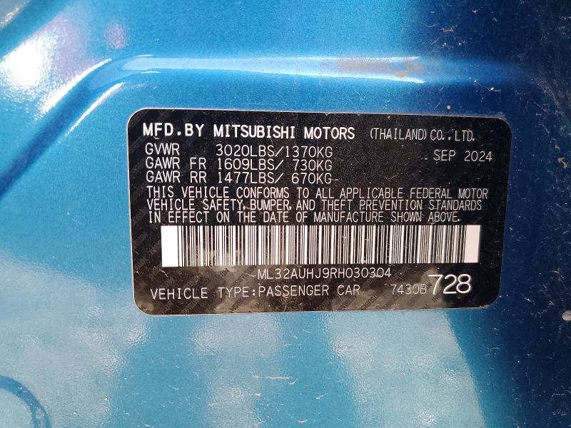 Aukcja sprzedaży 2024 Mitsubishi Mirage, vin: ML32AUHJ9RH030304, numer aukcji: 50323026