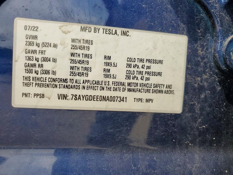 Aukcja sprzedaży 2022 Tesla Model Y, vin: 7SAYGDEE0NA007341, numer aukcji: 50763726