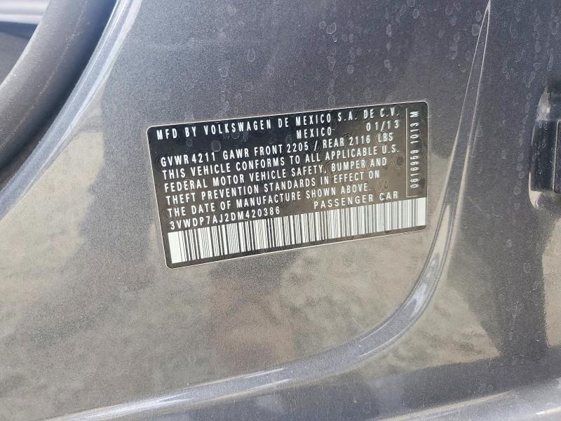 Продажа на аукционе авто 2013 Volkswagen Jetta, vin: 3VWDP7AJ2DM420386, номер лота: 49922006