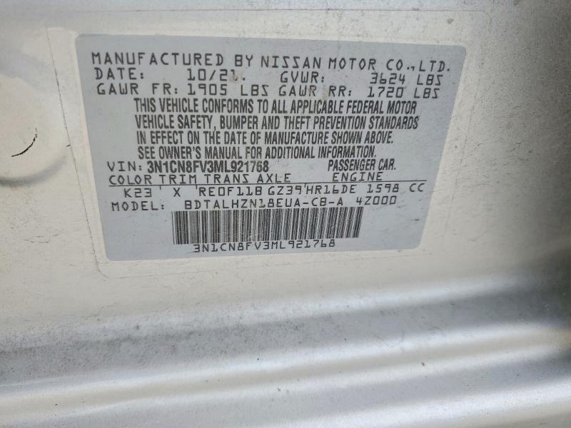 Продаж на аукціоні авто 2021 Nissan Versa, vin: 3N1CN8FV3ML921768, номер лоту: 50549546