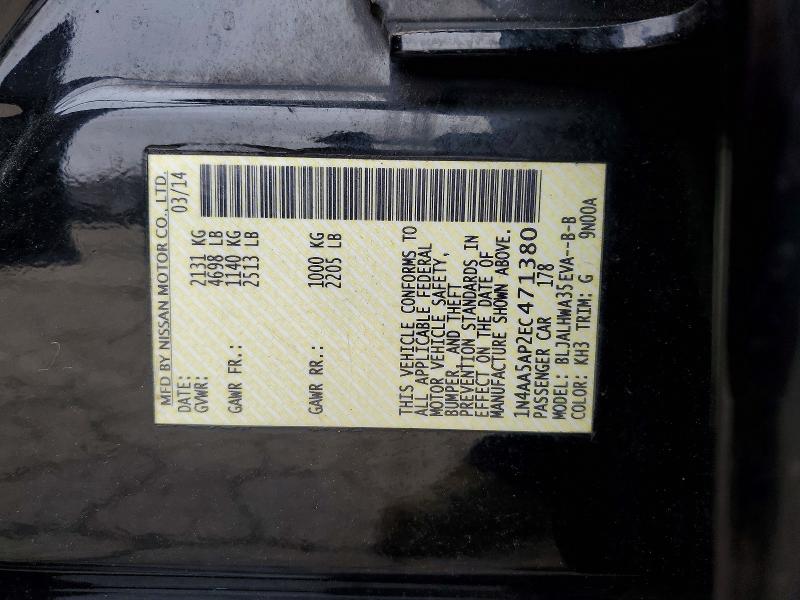 2014 Nissan Maxima მანქანა იყიდება აუქციონზე, vin: 1N4AA5AP2EC471380, აუქციონის ნომერი: 48396016