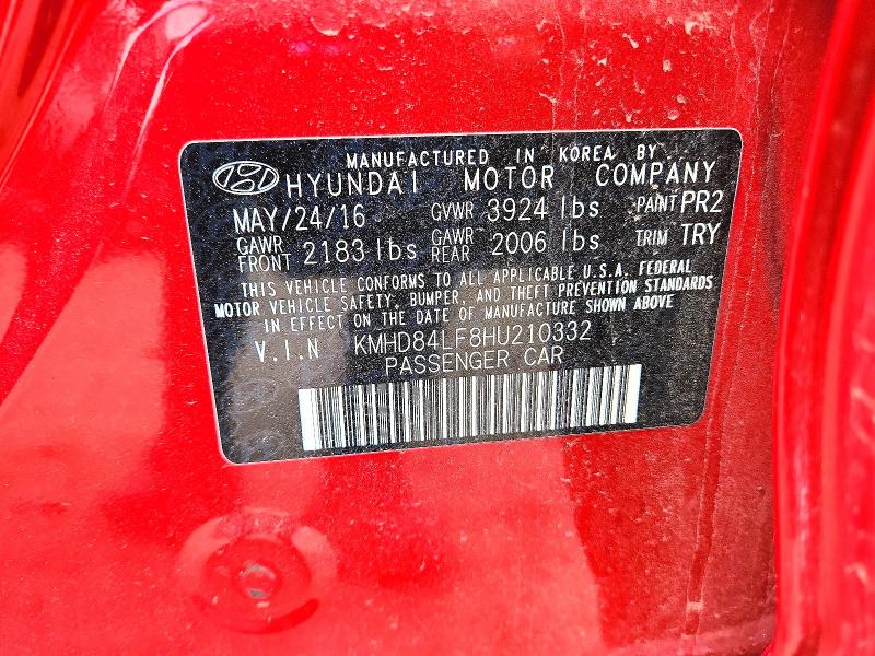48471746 :رقم المزاد ، KMHD84LF8HU210332 vin ، 2017 Hyundai Elantra مزاد بيع