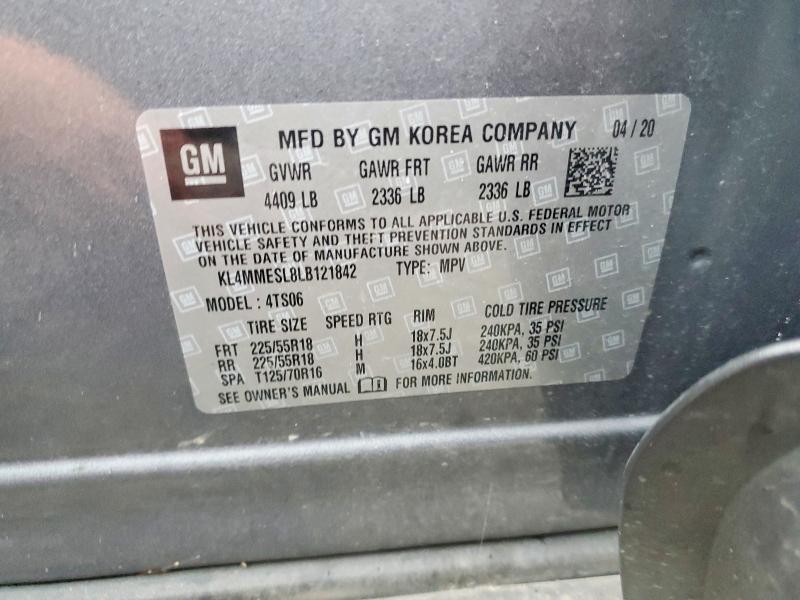 49797526 :رقم المزاد ، KL4MMESL8LB121842 vin ، 2020 Buick Encore Gx مزاد بيع