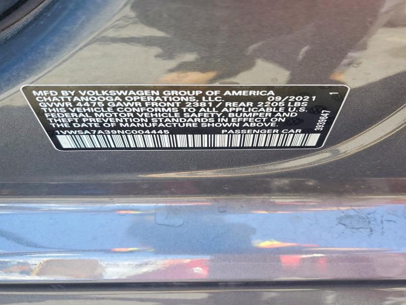 Aukcja sprzedaży 2022 Volkswagen Passat, vin: 1VWSA7A39NC004445, numer aukcji: 49805646