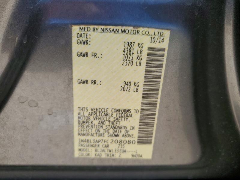 Aukcja sprzedaży 2015 Nissan Altima, vin: 1N4BL3AP7FC208080, numer aukcji: 51302096