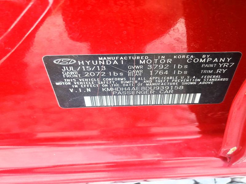 Продаж на аукціоні авто 2013 Hyundai Elantra, vin: KMHDH4AE8DU939158, номер лоту: 51253676