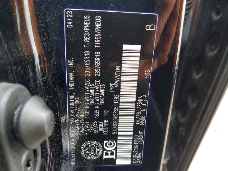 Продаж на аукціоні авто 2023 Toyota Highlander, vin: 5TDKDRBH5PS511392, номер лоту: 46451016