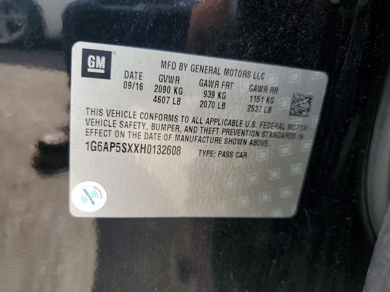 2017 Cadillac Cts მანქანა იყიდება აუქციონზე, vin: 1G6AP5SXXH0132608, აუქციონის ნომერი: 48781246