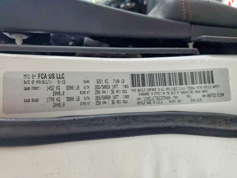 2016 Dodge Durango მანქანა იყიდება აუქციონზე, vin: 1C4SDJCT9GC375404, აუქციონის ნომერი: 48015466