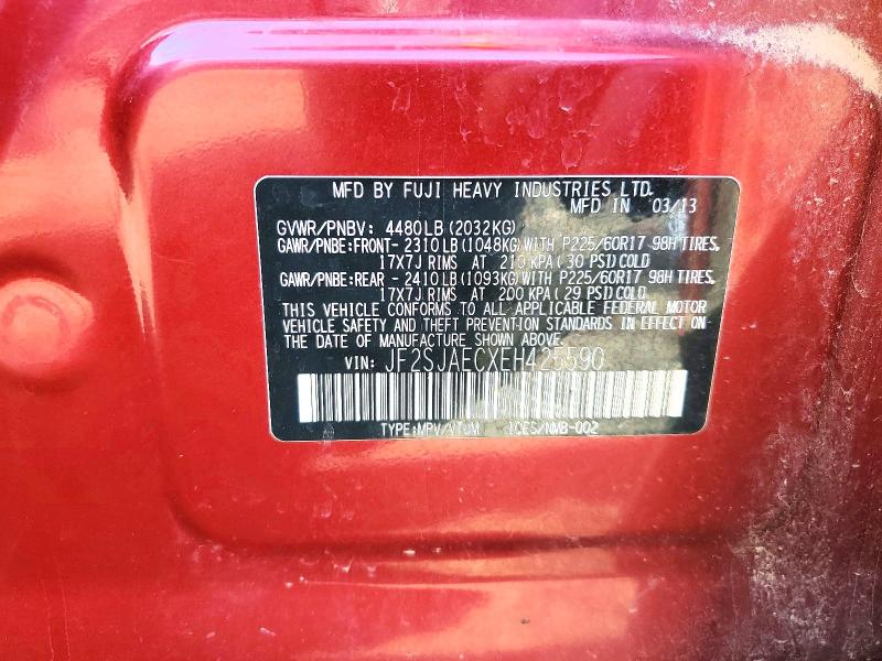51632356 :رقم المزاد ، JF2SJAECXEH425590 vin ، 2014 Subaru Forester مزاد بيع