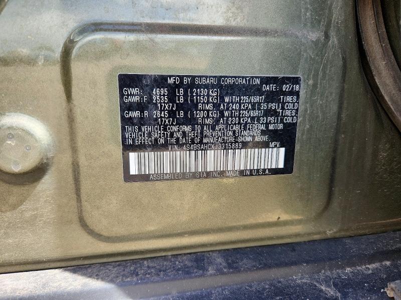 Aukcja sprzedaży 2018 Subaru Outback, vin: 4S4BSAHCXJ3315889, numer aukcji: 51650066
