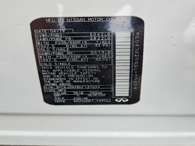 Продаж на аукціоні авто 2019 Infiniti Qx50, vin: 3PCAJ5M38KF137694, номер лоту: 49775596