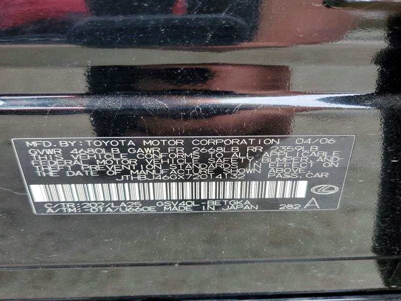 Продаж на аукціоні авто 2007 Lexus Es 350, vin: JTHBJ46GX72014132, номер лоту: 46113036