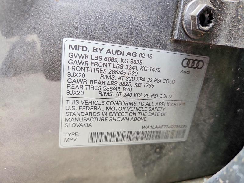 Aukcja sprzedaży 2018 Audi Q7, vin: WA1LAAF77JD034235, numer aukcji: 51515056