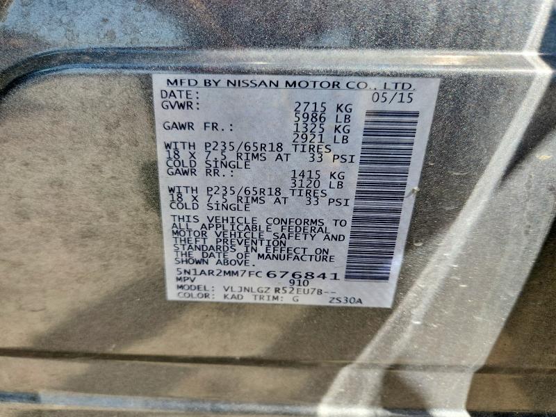 Aukcja sprzedaży 2015 Nissan Pathfinder, vin: 5N1AR2MM7FC676841, numer aukcji: 51538336