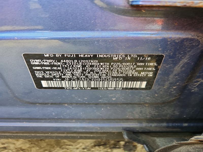 2017 Subaru Forester მანქანა იყიდება აუქციონზე, vin: JF2SJAGC6HH508855, აუქციონის ნომერი: 51099556