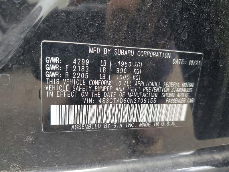 Продажа на аукционе авто 2022 Subaru Impreza, vin: 4S3GTAD60N3709155, номер лота: 48139756