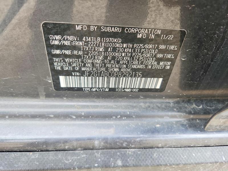 Продаж на аукціоні авто 2023 Subaru Crosstrek, vin: JF2GTABC0P8292135, номер лоту: 50896456