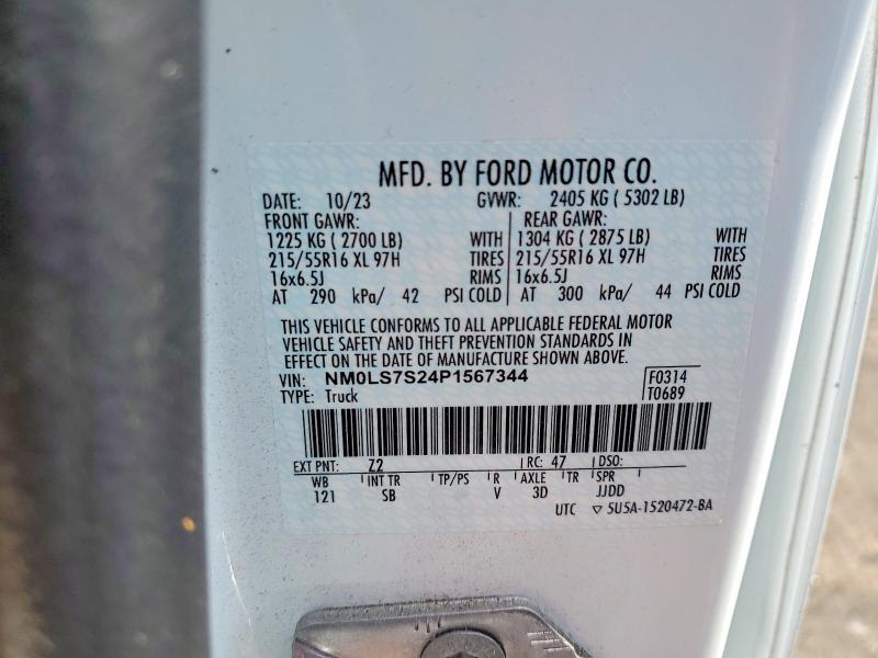2023 Ford Transit Connect მანქანა იყიდება აუქციონზე, vin: NM0LS7S24P1567344, აუქციონის ნომერი: 51168766