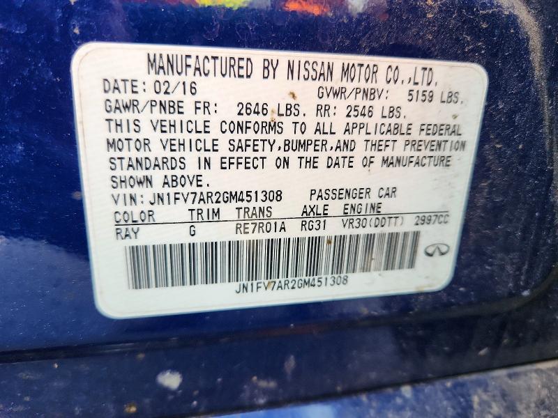 Aukcja sprzedaży 2016 Infiniti Q50, vin: JN1FV7AR2GM451308, numer aukcji: 49781726