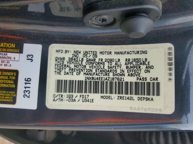 48662486 :رقم المزاد ، 1NXBU4EE1AZ187621 vin ، 2010 Toyota Corolla مزاد بيع