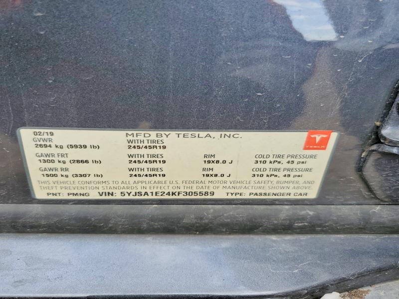 Aukcja sprzedaży 2019 Tesla Model S, vin: 5YJSA1E24KF305589, numer aukcji: 49309366