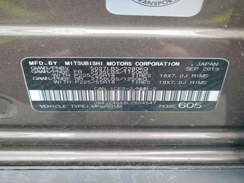 49975676 :رقم المزاد ، JA4JZ4AX8LZ604547 vin ، 2020 Mitsubishi Outlander مزاد بيع